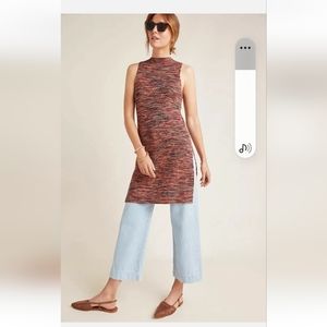 By Anthropologie knit sleevless fall/ autumn color tunic top / dress size Small
